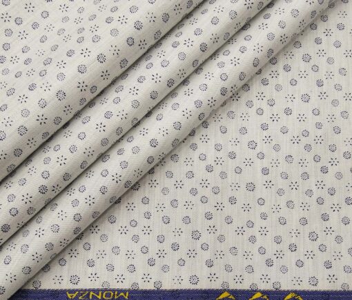 Monza Men's Cotton Printed 1.60 Meter Unstitched Shirt Fabric (Light Grey)