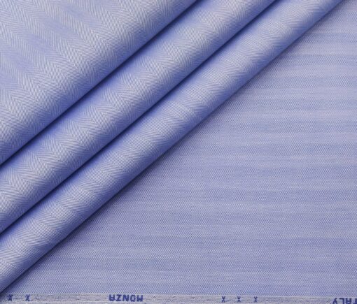 Monza Men's Cotton Herringbone 1.60 Meter Unstitched Shirt Fabric (Sky Blue)