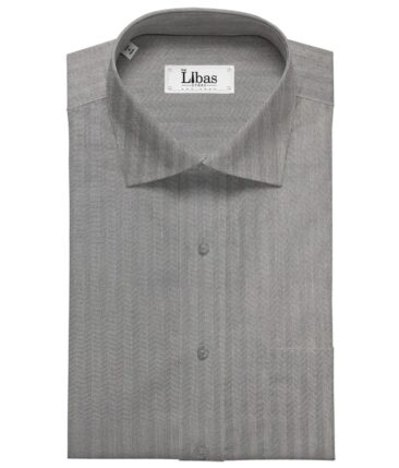 Monza Men's Cotton Herringbone 1.60 Meter Unstitched Shirt Fabric (Silver Grey)