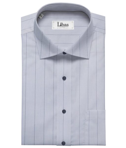 Monza Men's Cotton Striped 1.60 Meter Unstitched Shirt Fabric (Sky Blue)