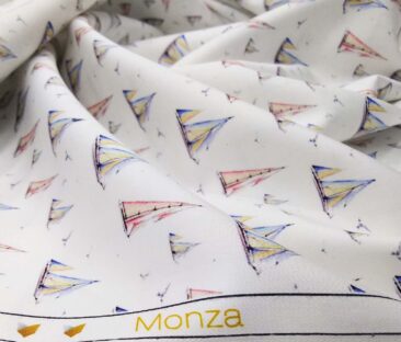 Monza Men's Cotton Digital Printed 1.60 Meter Unstitched Shirt Fabric (White)