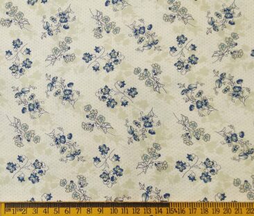 Nemesis Men's Giza Cotton Printed 1.60 Meter Unstitched Shirt Fabric (Cream)
