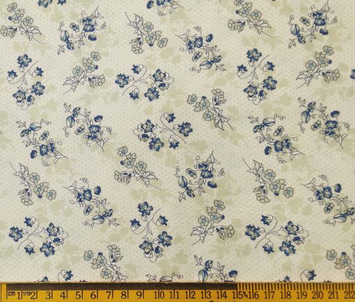 Nemesis Men's Giza Cotton Printed 1.60 Meter Unstitched Shirt Fabric (Cream)
