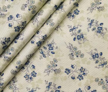 Nemesis Men's Giza Cotton Printed 1.60 Meter Unstitched Shirt Fabric (Cream)