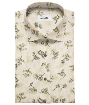 Nemesis Men's Giza Cotton Printed 1.60 Meter Unstitched Shirt Fabric (Cream)