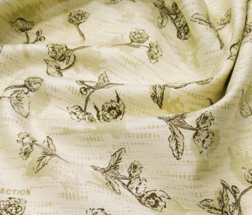 Nemesis Men's Giza Cotton Printed 1.60 Meter Unstitched Shirt Fabric (Cream)
