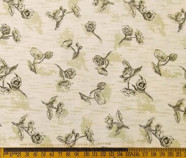 Nemesis Men's Giza Cotton Printed 1.60 Meter Unstitched Shirt Fabric (Cream)