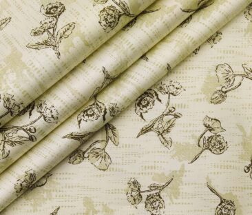 Nemesis Men's Giza Cotton Printed 1.60 Meter Unstitched Shirt Fabric (Cream)
