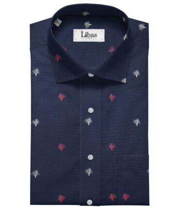 Nemesis Men's Giza Cotton Printed 1.60 Meter Unstitched Shirt Fabric (Dark Blue)