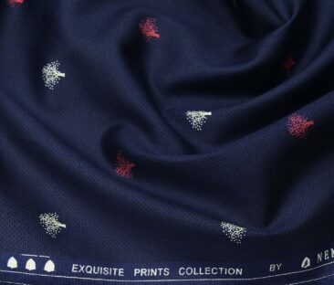 Nemesis Men's Giza Cotton Printed 1.60 Meter Unstitched Shirt Fabric (Dark Blue)