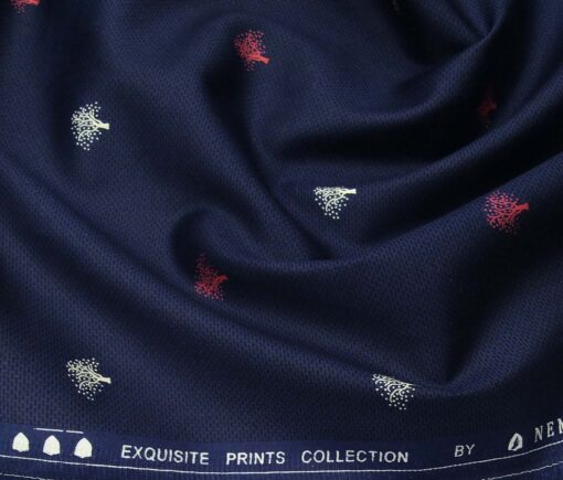 Nemesis Men's Giza Cotton Printed 1.60 Meter Unstitched Shirt Fabric (Dark Blue)