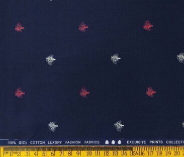 Nemesis Men's Giza Cotton Printed 1.60 Meter Unstitched Shirt Fabric (Dark Blue)