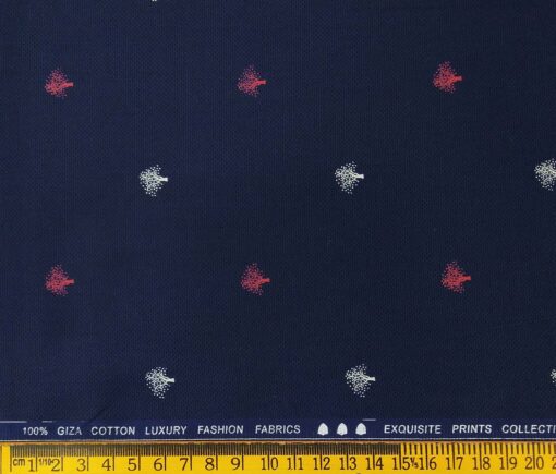 Nemesis Men's Giza Cotton Printed 1.60 Meter Unstitched Shirt Fabric (Dark Blue)