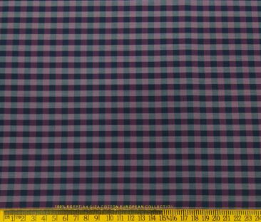 Nemesis Men's Giza Cotton Checks 1.80 Meter Unstitched Shirt Fabric (Purple)