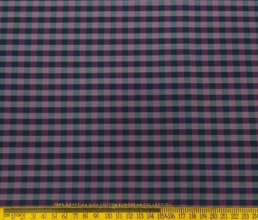 Nemesis Men's Giza Cotton Checks 1.80 Meter Unstitched Shirt Fabric (Purple)