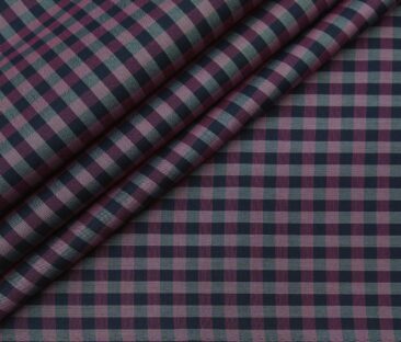 Nemesis Men's Giza Cotton Checks 1.80 Meter Unstitched Shirt Fabric (Purple)