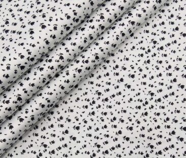 Nemesis Men's Giza Cotton Black Printed Unstitched Shirt Fabric (White)