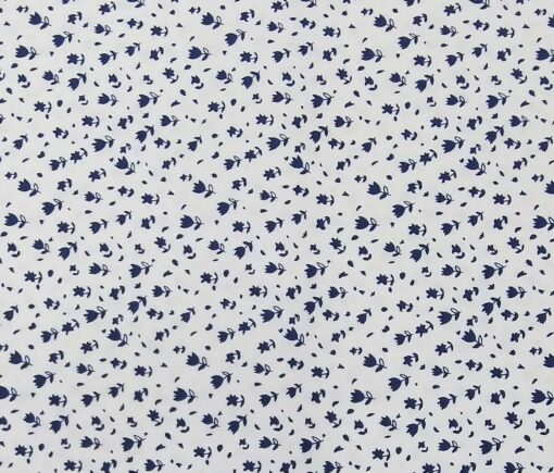 Nemesis Men's Giza Cotton Royal Blue Printed Unstitched Shirt Fabric (White)