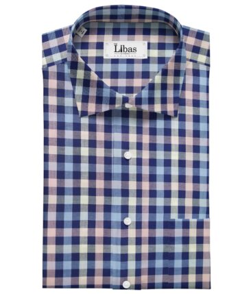Nemesis Men's Giza Cotton Burberry Checks 1.80 Meter Unstitched Shirt Fabric (Multi Color)