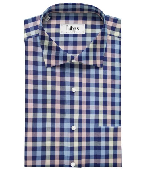 Nemesis Men's Giza Cotton Burberry Checks 1.80 Meter Unstitched Shirt Fabric (Multi Color)