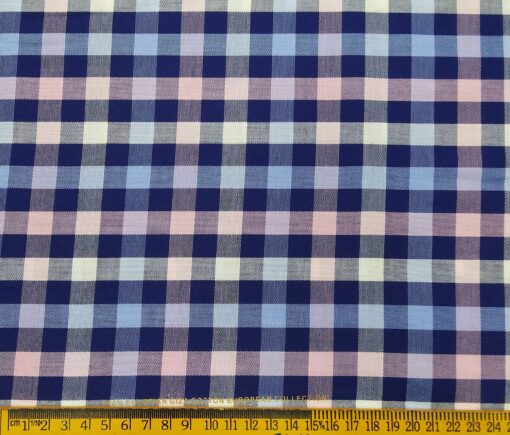Nemesis Men's Giza Cotton Burberry Checks 1.80 Meter Unstitched Shirt Fabric (Multi Color)