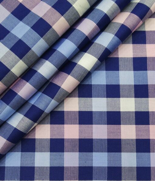 Nemesis Men's Giza Cotton Burberry Checks 1.80 Meter Unstitched Shirt Fabric (Multi Color)