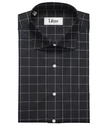 Nemesis Men's Cotton Checks Unstitched Shirt Fabric (Black)