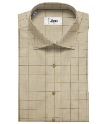 Nemesis Men's Cotton Checks 1.80 Meter Unstitched Shirt Fabric (Oat Beige)