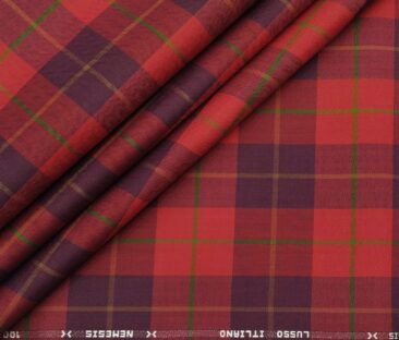 Nemesis Men's Cotton Broad Checks 1.80 Meter Unstitched Shirt Fabric (Red)
