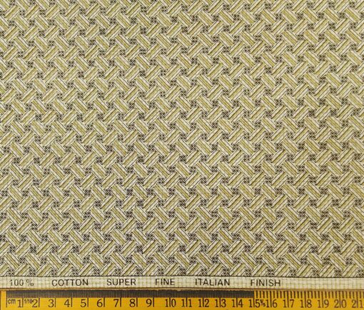 Pee Gee Men's Cotton Printed 1.60 Meter Unstitched Shirt Fabric (Cream)