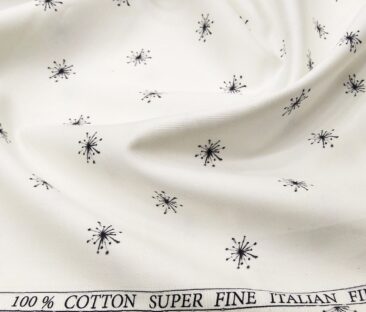 Pee Gee Men's Cotton Printed 1.60 Meter Unstitched Shirt Fabric (Off-White)