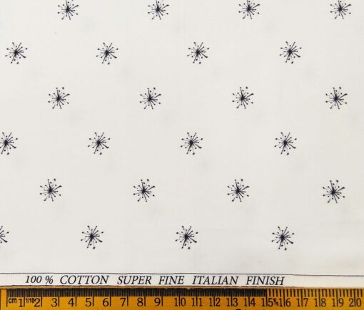 Pee Gee Men's Cotton Printed 1.60 Meter Unstitched Shirt Fabric (Off-White)