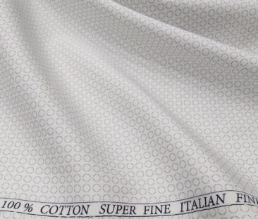 Pee Gee Men's Cotton Grey Printed 1.60 Meter Unstitched Shirt Fabric (White)