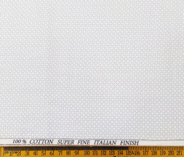 Pee Gee Men's Cotton Grey Printed 1.60 Meter Unstitched Shirt Fabric (White)