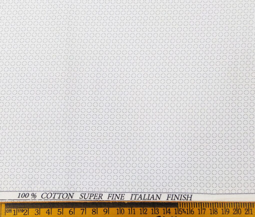 Pee Gee Men's Cotton Grey Printed 1.60 Meter Unstitched Shirt Fabric (White)