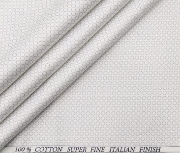 Pee Gee Men's Cotton Grey Printed 1.60 Meter Unstitched Shirt Fabric (White)