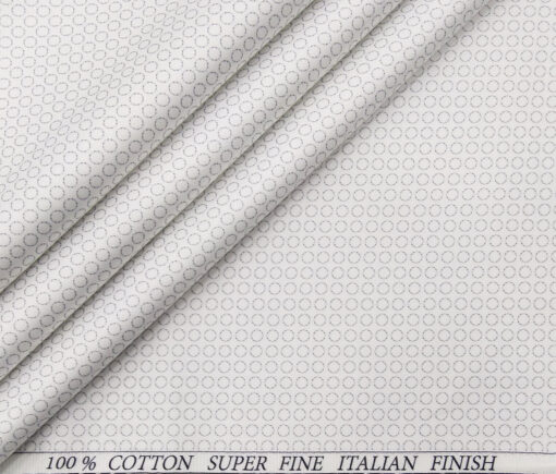 Pee Gee Men's Cotton Grey Printed 1.60 Meter Unstitched Shirt Fabric (White)