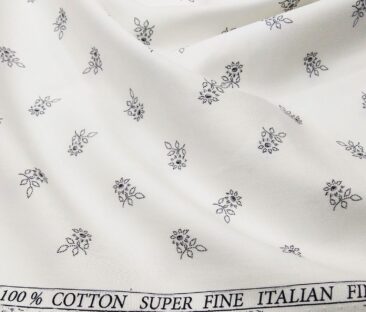 Pee Gee Men's Cotton Grey Floral Printed 1.60 Meter Unstitched Shirt Fabric (White)