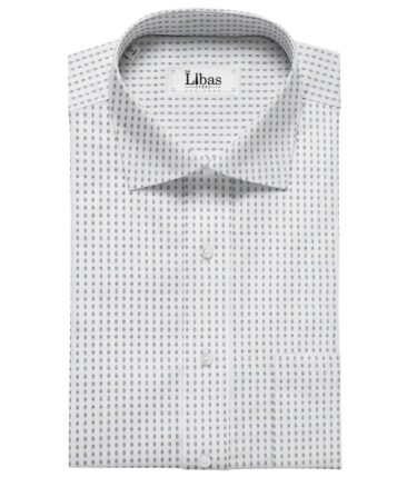 Pee Gee Men's Cotton Printed 1.60 Meter Unstitched Shirt Fabric (White)