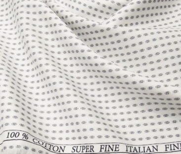 Pee Gee Men's Cotton Printed 1.60 Meter Unstitched Shirt Fabric (White)