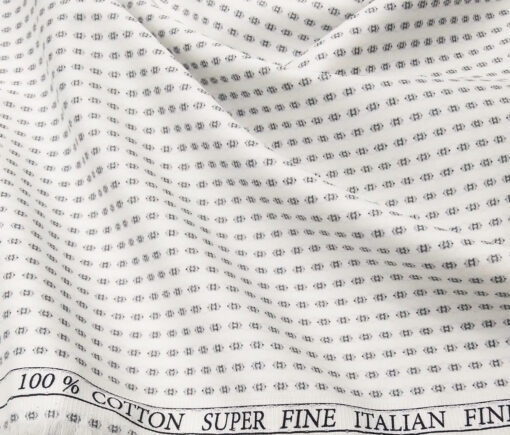 Pee Gee Men's Cotton Printed 1.60 Meter Unstitched Shirt Fabric (White)