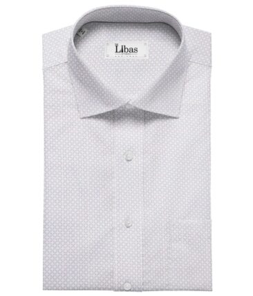 Pee Gee Men's Cotton Purple Printed 1.60 Meter Unstitched Shirt Fabric (White)