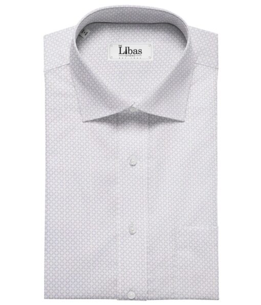 Pee Gee Men's Cotton Purple Printed 1.60 Meter Unstitched Shirt Fabric (White)