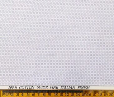 Pee Gee Men's Cotton Purple Printed 1.60 Meter Unstitched Shirt Fabric (White)