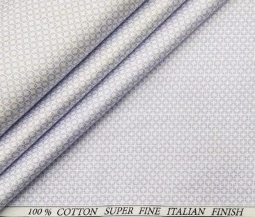 Pee Gee Men's Cotton Purple Printed 1.60 Meter Unstitched Shirt Fabric (White)