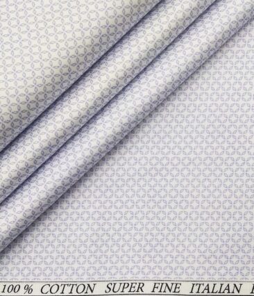 Pee Gee Men's Cotton Purple Printed 1.60 Meter Unstitched Shirt Fabric (White)