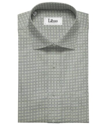 Pee Gee Men's Giza Cotton Printed 1.60 Meter Unstitched Shirt Fabric (Light Green)
