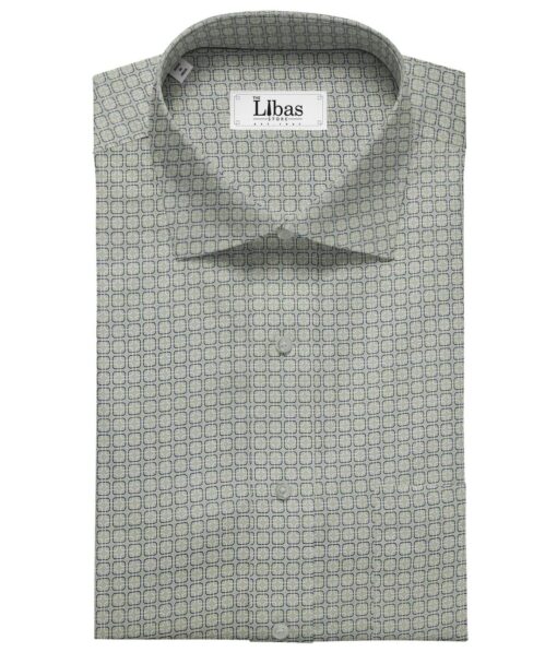 Pee Gee Men's Giza Cotton Printed 1.60 Meter Unstitched Shirt Fabric (Light Green)