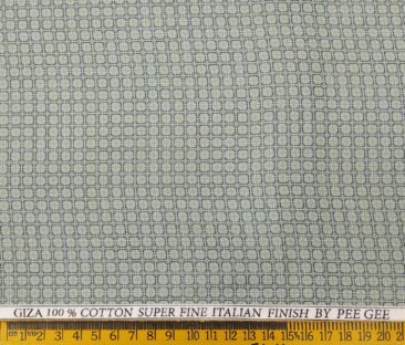Pee Gee Men's Giza Cotton Printed 1.60 Meter Unstitched Shirt Fabric (Light Green)