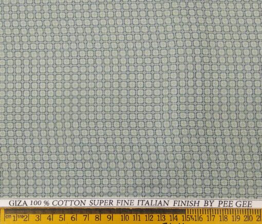 Pee Gee Men's Giza Cotton Printed 1.60 Meter Unstitched Shirt Fabric (Light Green)
